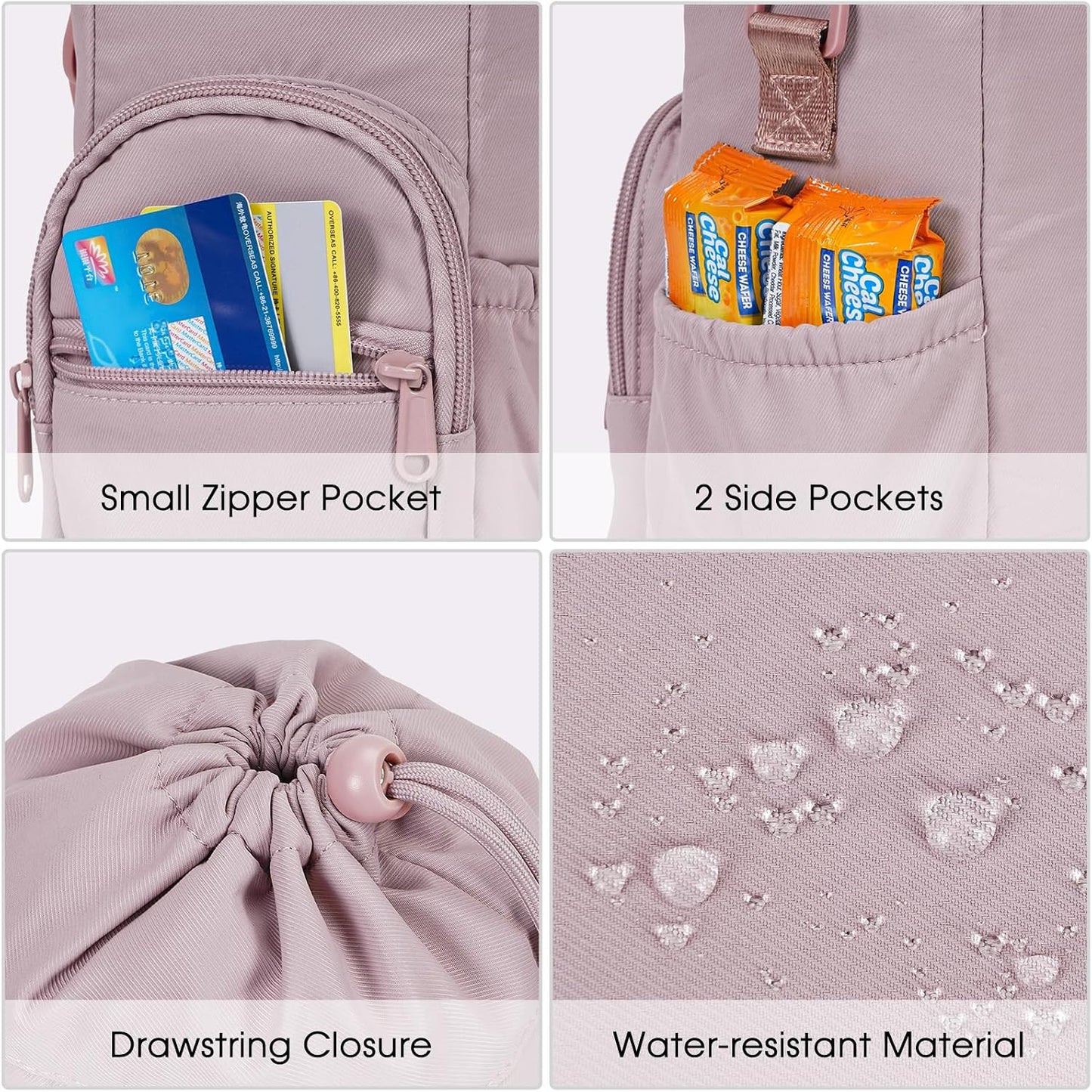 40oz Insulated Crossbody Water Bottle Bag Gym Hiking Phone Pocket | Water-resistant Lining, Padded Strap, Top Handle, Drawstring, Phone Pocket, Elastic Slots, Built-In Key Clip for Gym Walking
