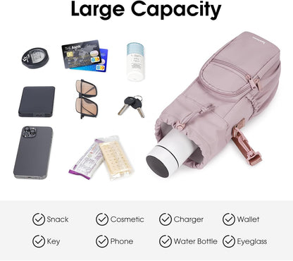 40oz Insulated Crossbody Water Bottle Bag Gym Hiking Phone Pocket | Water-resistant Lining, Padded Strap, Top Handle, Drawstring, Phone Pocket, Elastic Slots, Built-In Key Clip for Gym Walking