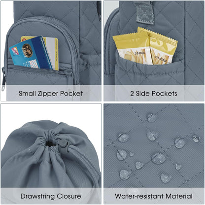 40oz Insulated Crossbody Water Bottle Bag Gym Hiking Phone Pocket | Water-resistant Lining, Padded Strap, Top Handle, Drawstring, Phone Pocket, Elastic Slots, Built-In Key Clip for Gym Walking