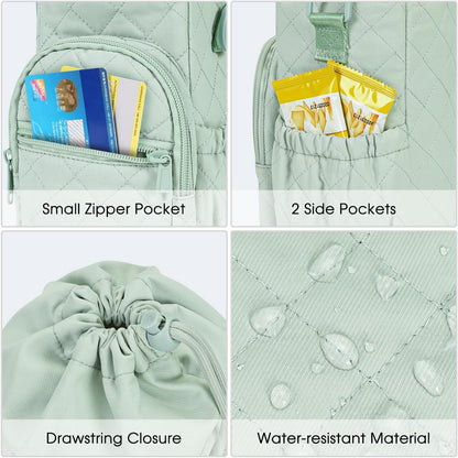 40oz Insulated Crossbody Water Bottle Bag Gym Hiking Phone Pocket | Water-resistant Lining, Padded Strap, Top Handle, Drawstring, Phone Pocket, Elastic Slots, Built-In Key Clip for Gym Walking