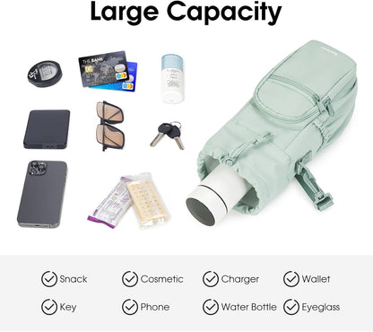 40oz Insulated Crossbody Water Bottle Bag Gym Hiking Phone Pocket | Water-resistant Lining, Padded Strap, Top Handle, Drawstring, Phone Pocket, Elastic Slots, Built-In Key Clip for Gym Walking