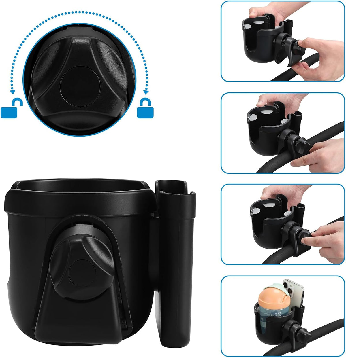  2-in-1 Walker Cup Holder with Phone Holder, Wheelchair Cup Holder