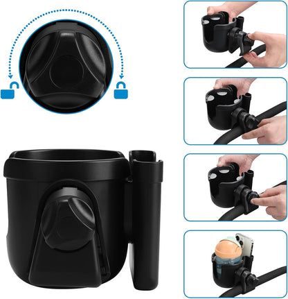  2-in-1 Walker Cup Holder with Phone Holder, Wheelchair Cup Holder