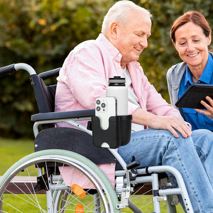  2-in-1 Walker Cup Holder with Phone Holder, Wheelchair Cup Holder