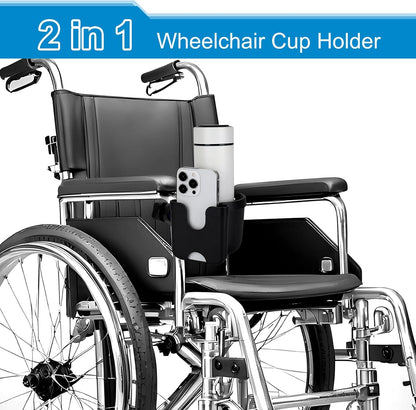  2-in-1 Walker Cup Holder with Phone Holder, Wheelchair Cup Holder