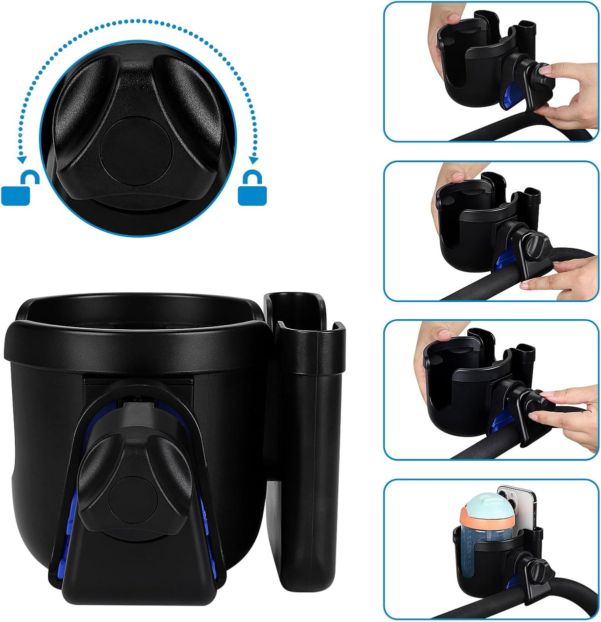  2-in-1 Walker Cup Holder with Phone Holder, Wheelchair Cup Holder