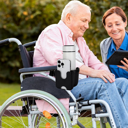  2-in-1 Walker Cup Holder with Phone Holder, Wheelchair Cup Holder