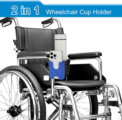  2-in-1 Walker Cup Holder with Phone Holder, Wheelchair Cup Holder