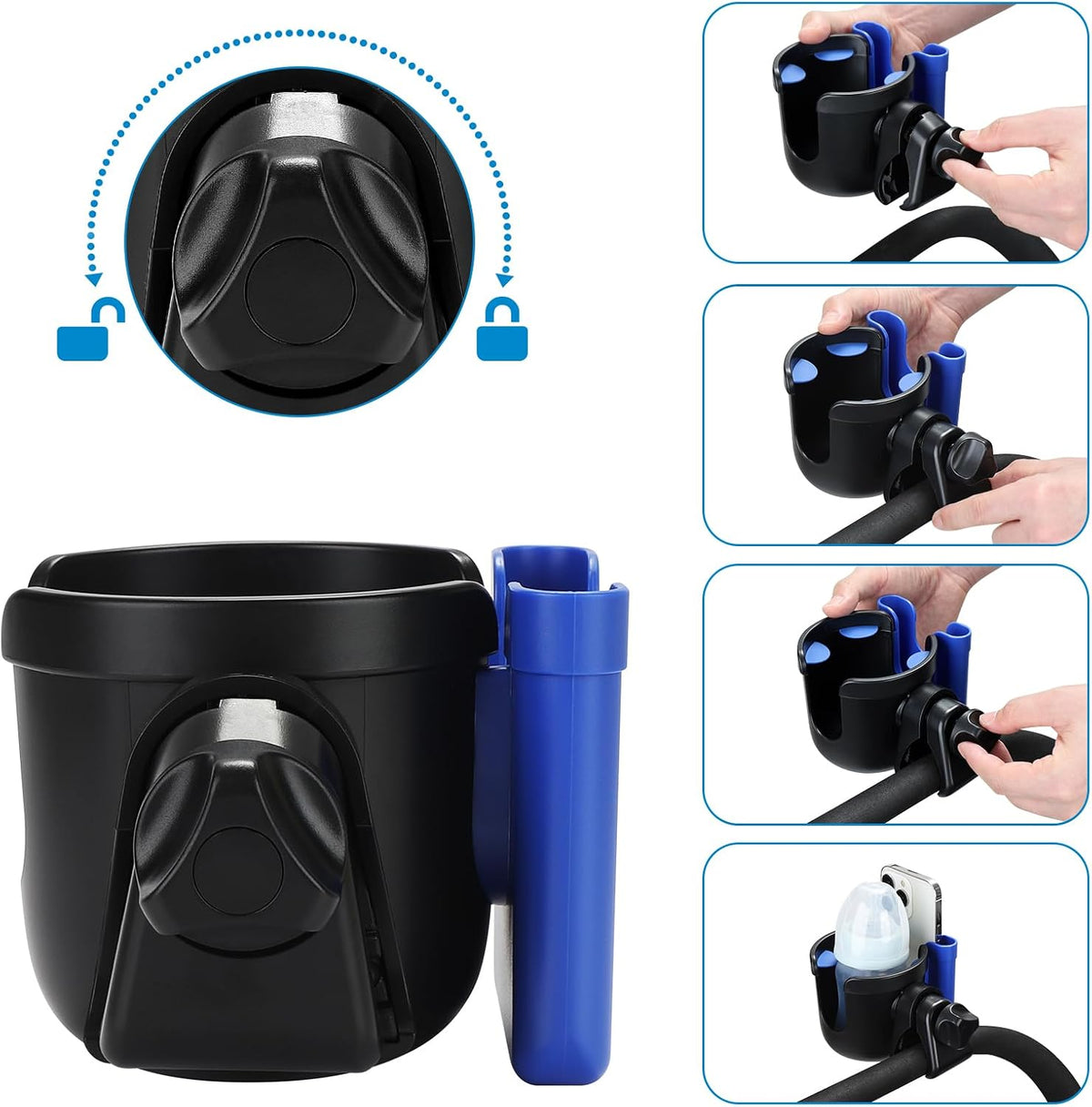  2-in-1 Walker Cup Holder with Phone Holder, Wheelchair Cup Holder