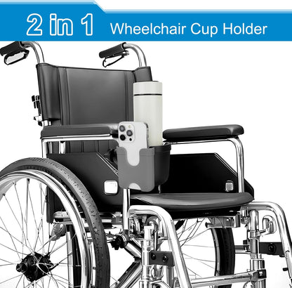  2-in-1 Walker Cup Holder with Phone Holder, Wheelchair Cup Holder