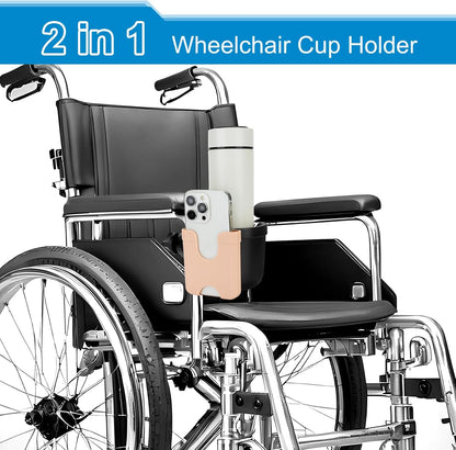  2-in-1 Walker Cup Holder with Phone Holder, Wheelchair Cup Holder