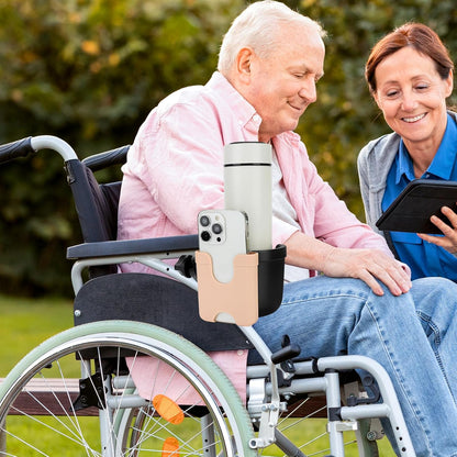  2-in-1 Walker Cup Holder with Phone Holder, Wheelchair Cup Holder