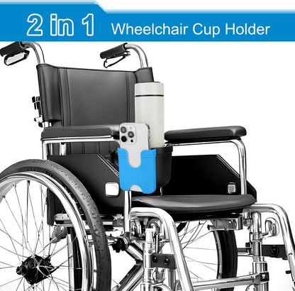  2-in-1 Walker Cup Holder with Phone Holder, Wheelchair Cup Holder