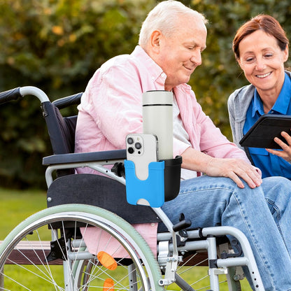  2-in-1 Walker Cup Holder with Phone Holder, Wheelchair Cup Holder