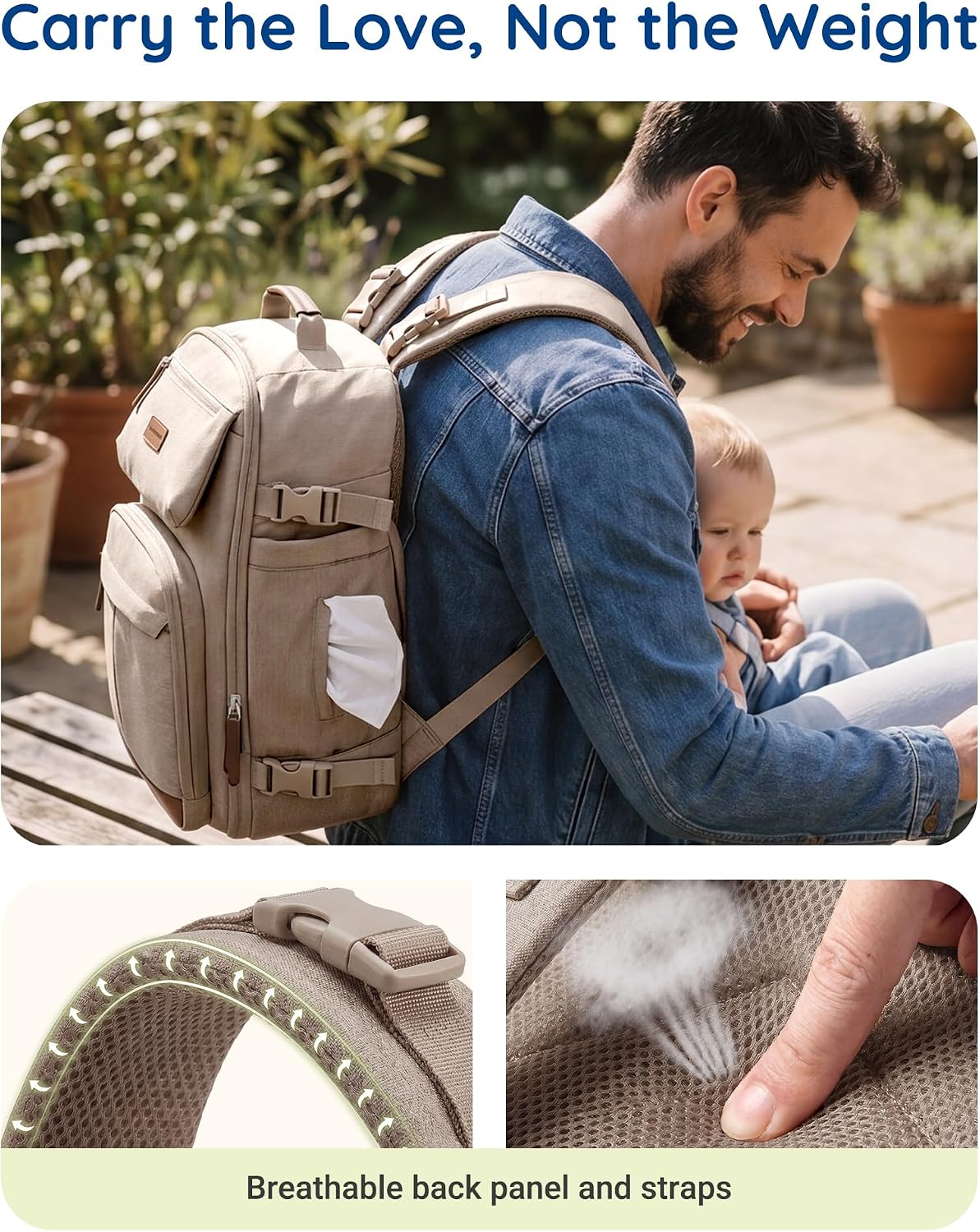 Diaper Bag Backpack Multi-Pocket Travel Baby Bag with Changing Pad