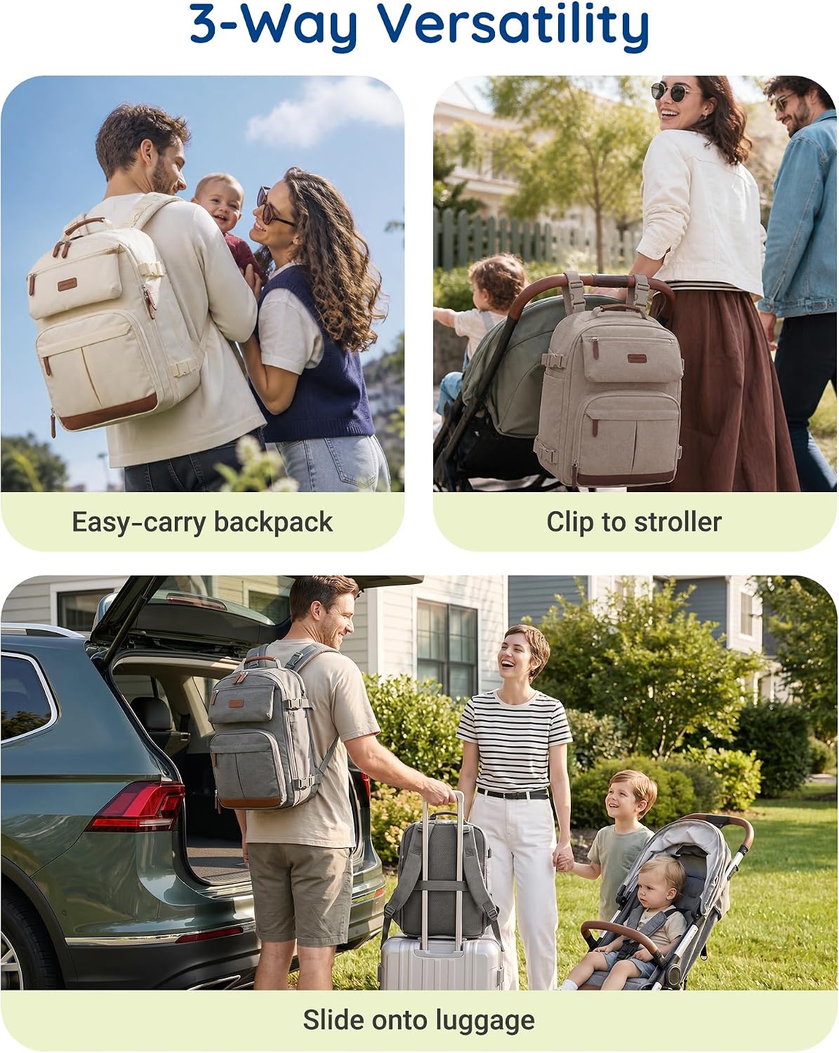Diaper Bag Backpack Multi-Pocket Travel Baby Bag with Changing Pad
