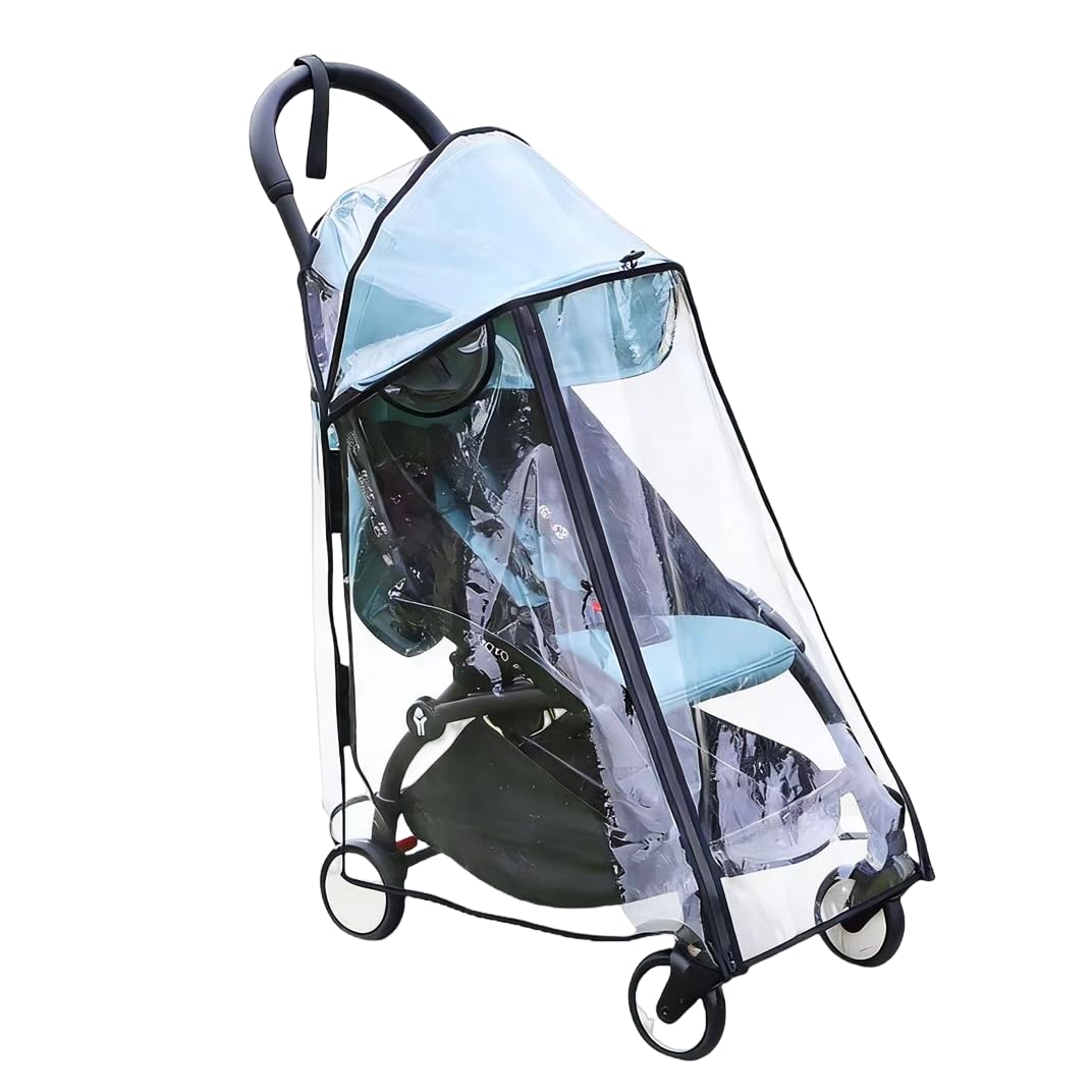 Highly Clear Stroller Thick Rain Cover Compatible with Babyzen YOYO/YOYO2 Extend Pram Wind Cover Baby Stroller Weather Shield Full Coverage Zipper Opening Waterproof Breathable with Side mesh