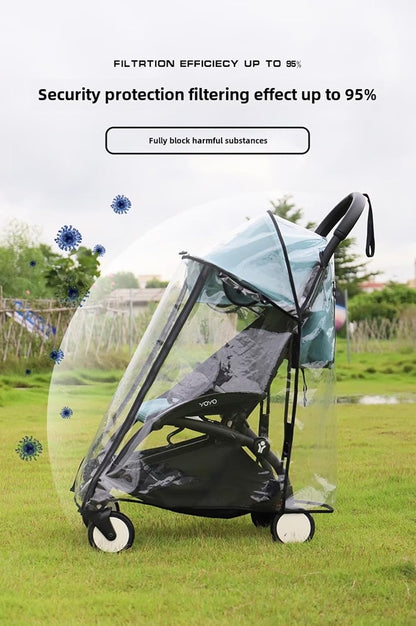 Highly Clear Stroller Thick Rain Cover Compatible with Babyzen YOYO/YOYO2 Extend Pram Wind Cover Baby Stroller Weather Shield Full Coverage Zipper Opening Waterproof Breathable with Side mesh