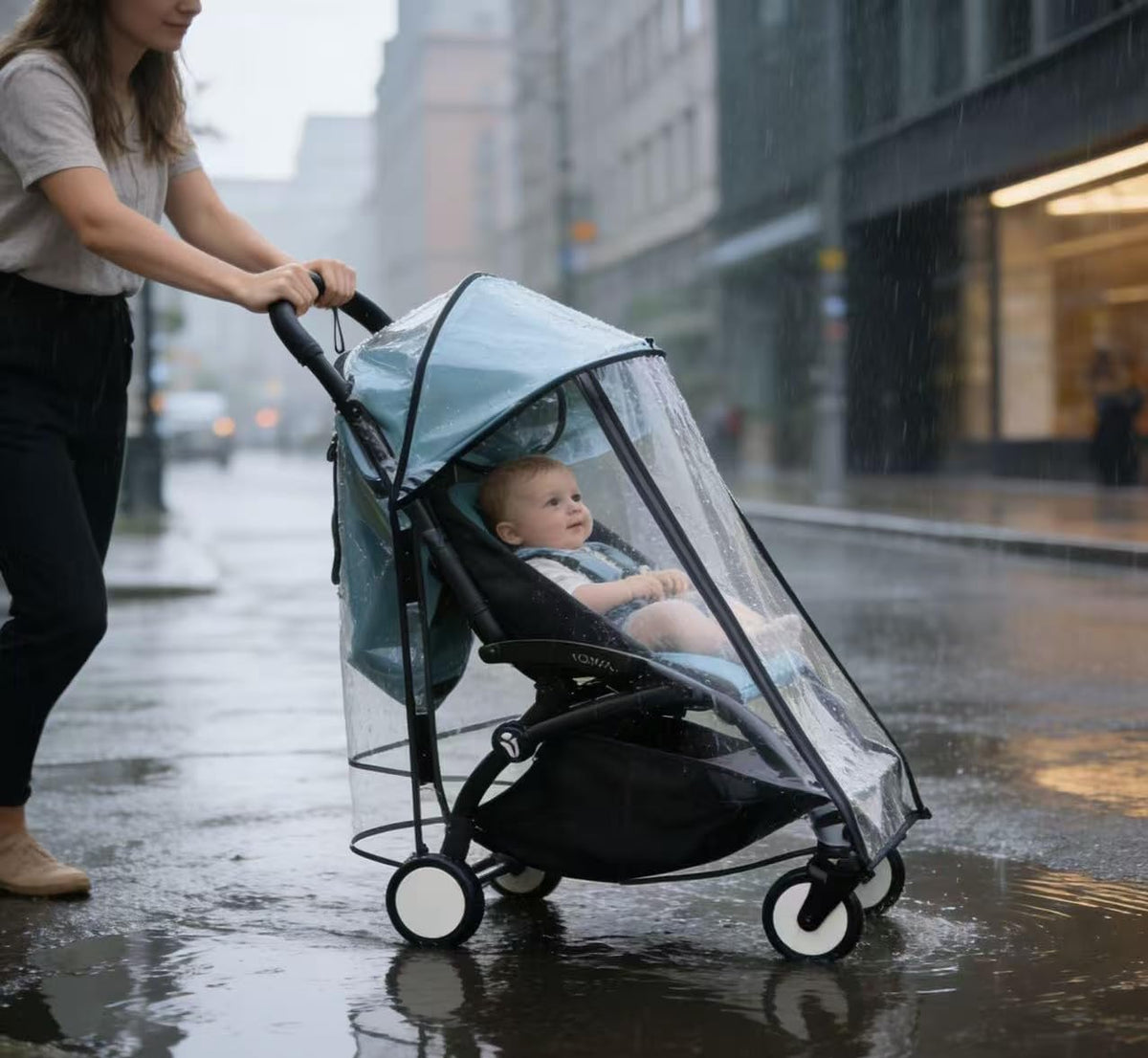 Highly Clear Stroller Thick Rain Cover Compatible with Babyzen YOYO/YOYO2 Extend Pram Wind Cover Baby Stroller Weather Shield Full Coverage Zipper Opening Waterproof Breathable with Side mesh