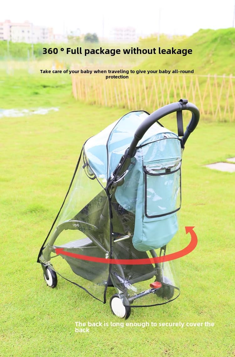 Highly Clear Stroller Thick Rain Cover Compatible with Babyzen YOYO/YOYO2 Extend Pram Wind Cover Baby Stroller Weather Shield Full Coverage Zipper Opening Waterproof Breathable with Side mesh