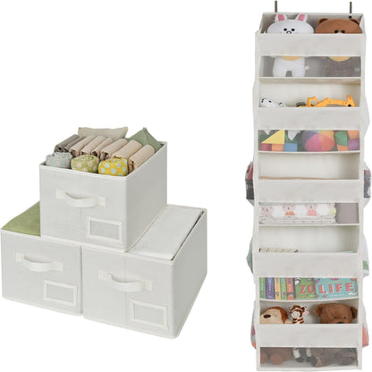 Bundle of 1-Pack Over The Door Storage Organizer & 3-Pack Clothing Storage Bins