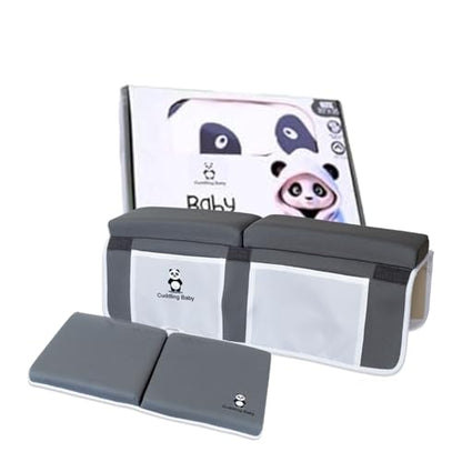 Gray Bath Kneeler & Elbow Rest Pad Set with Baby Bath Towel, Hooded, Bear