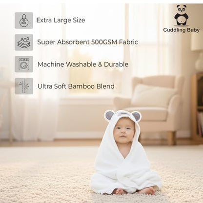 Gray Bath Kneeler & Elbow Rest Pad Set with Baby Bath Towel, Hooded, Bear