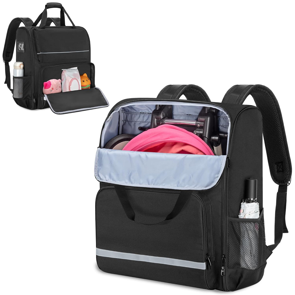 Stroller Backpack Compatible with BABYZEN YOYO2, Black, Patented Design