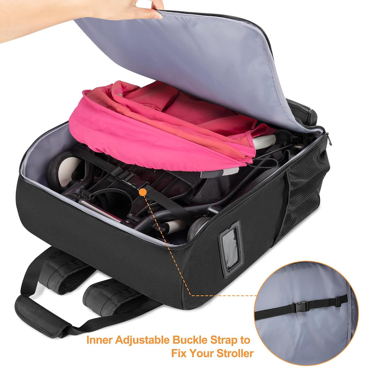 Stroller Backpack Compatible with BABYZEN YOYO2, Black, Patented Design