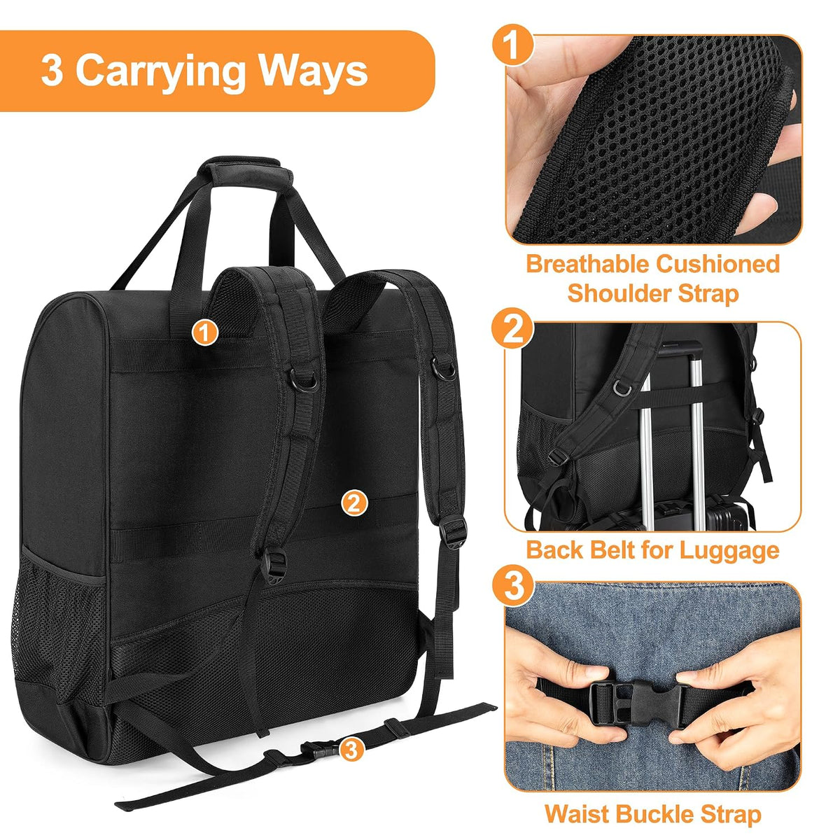 Stroller Backpack Compatible with BABYZEN YOYO2, Black, Patented Design