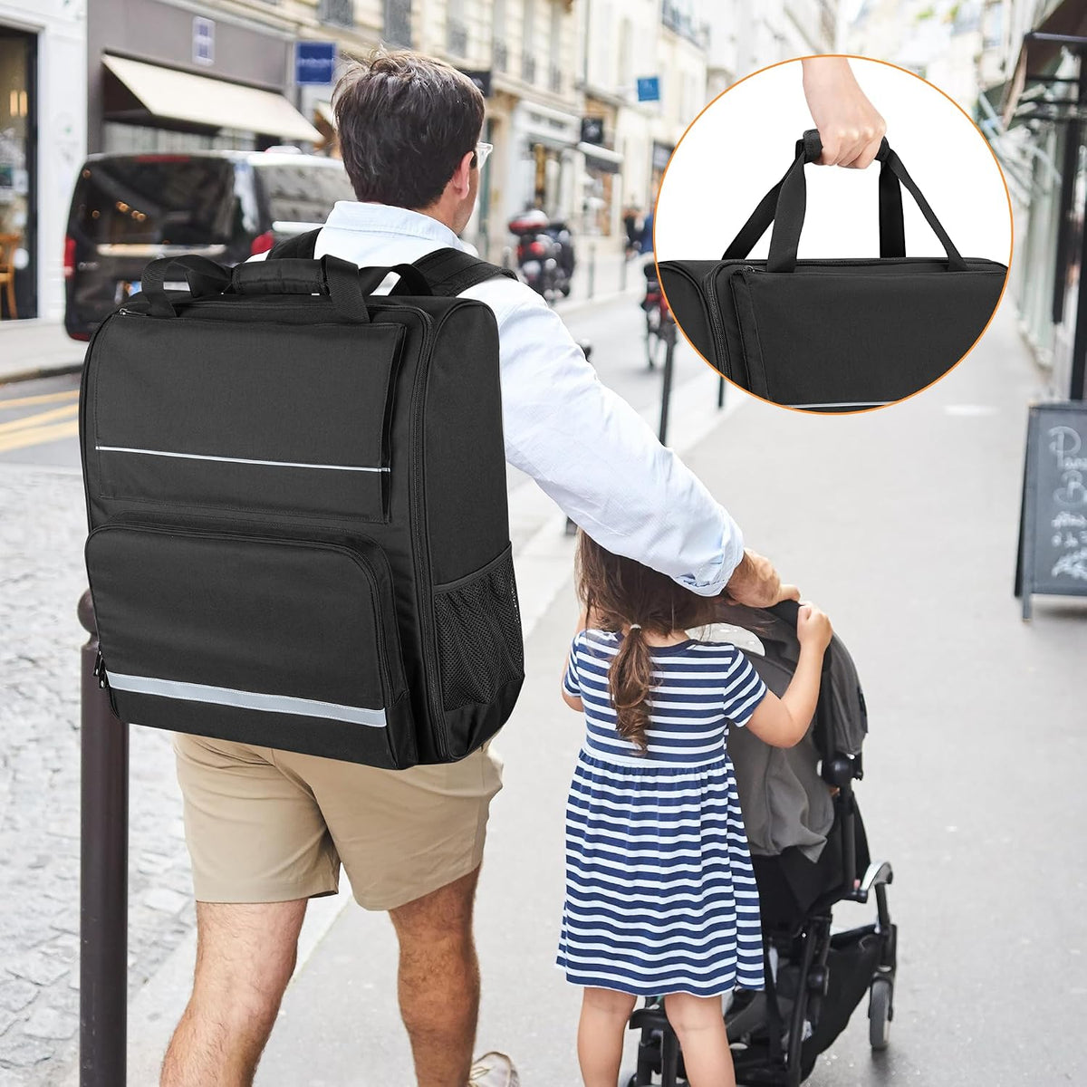 Stroller Backpack Compatible with BABYZEN YOYO2, Black, Patented Design