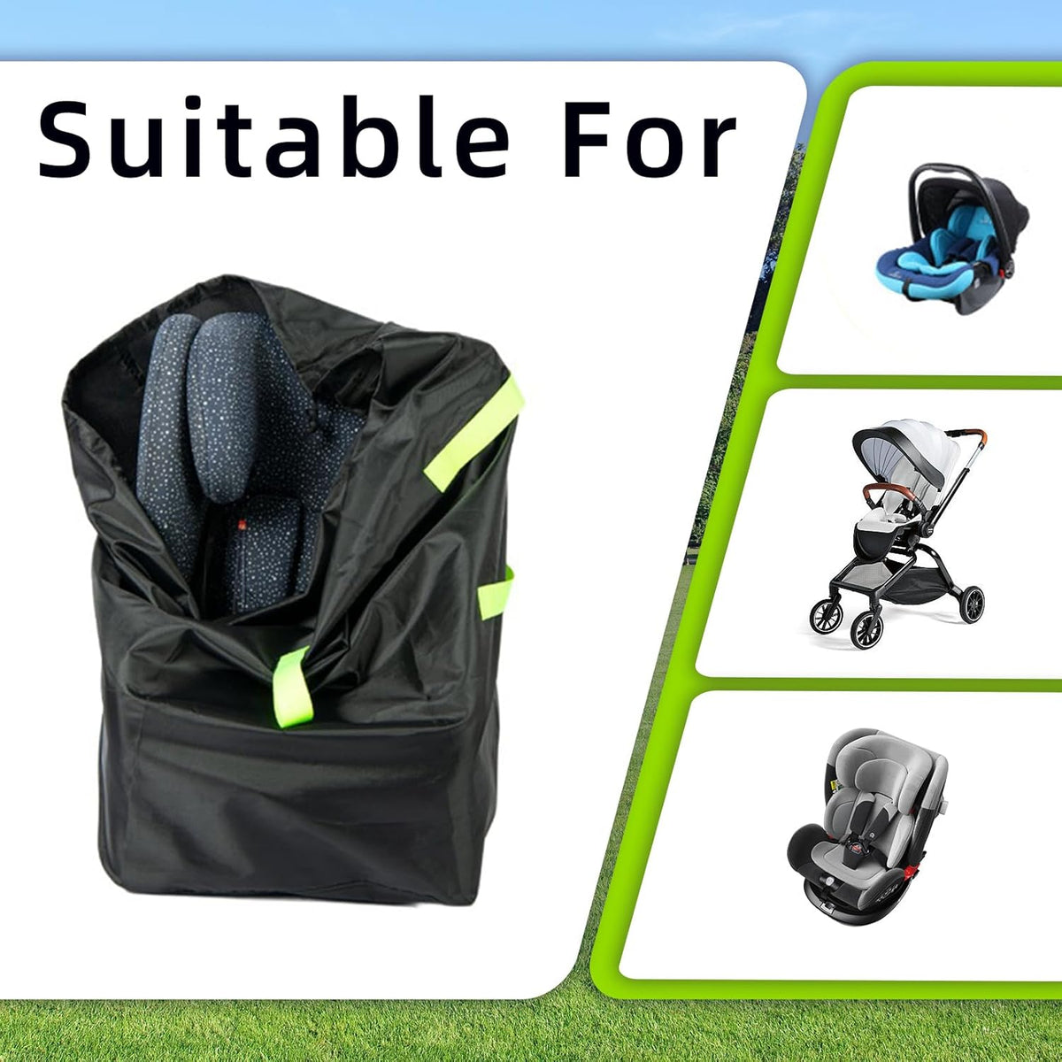 Car Seat Travel Bag,Double Waterproof Oxford Gate Check Bags