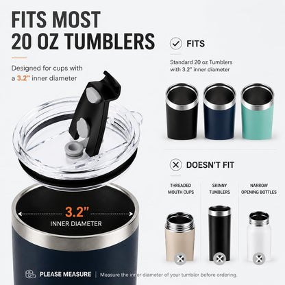 Replacement Flip Lids for 20 oz Insulated Tumbler,2 Pack Covers Spill Proof Splash Resistant Tumbler Lid,Compatible with Yeti/Ozark Trail/Sunwell and More Brand 20 oz Tumbler