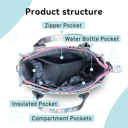 Small Diaper Bag Tote Waterproof Travel Mini Diaper Bag Multi-Function Baby Handbag Crossbody Purse(Cute Dinosaur)