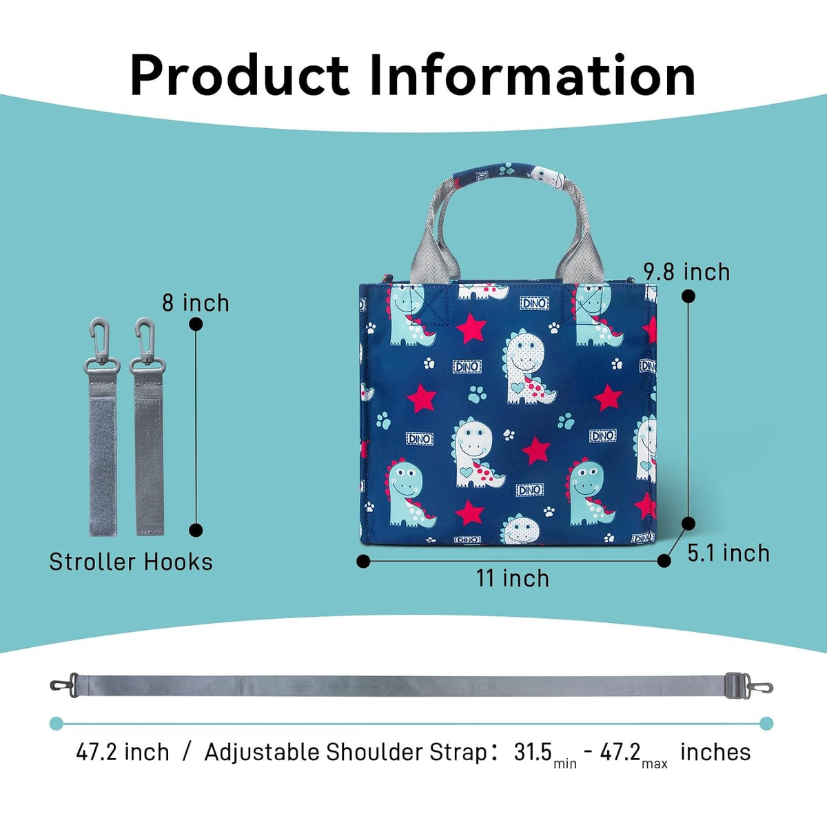Small Diaper Bag Tote Waterproof Travel Mini Diaper Bag Multi-Function Baby Handbag Crossbody Purse(Cute Dinosaur)