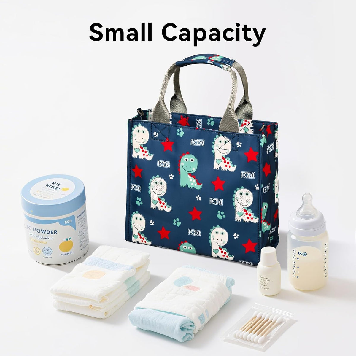 Small Diaper Bag Tote Waterproof Travel Mini Diaper Bag Multi-Function Baby Handbag Crossbody Purse(Cute Dinosaur)