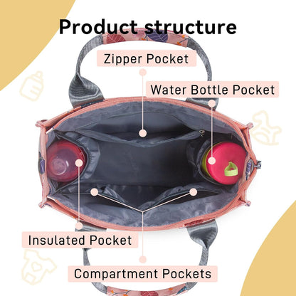 Small Diaper Bag Tote Waterproof Travel Mini Diaper Bag Multi-Function Baby Handbag Crossbody Purse(Cute Dinosaur)