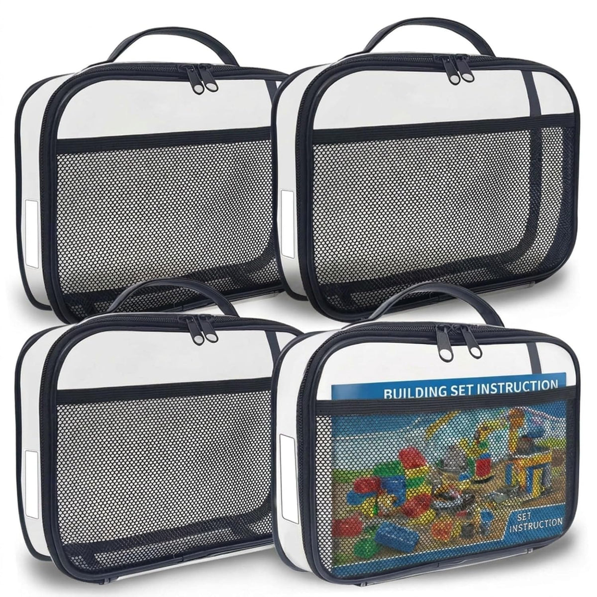 Toy Storage Organizer Clear 4 Pack Building Bricks Blocks Bag with Zipper