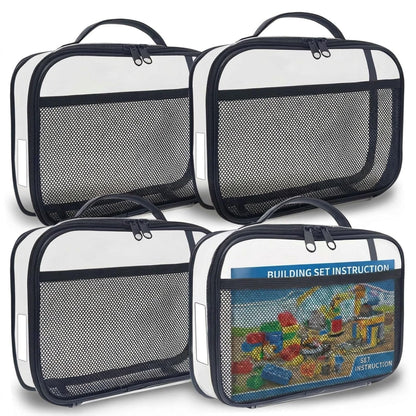 Toy Storage Organizer Clear 4 Pack Building Bricks Blocks Bag with Zipper
