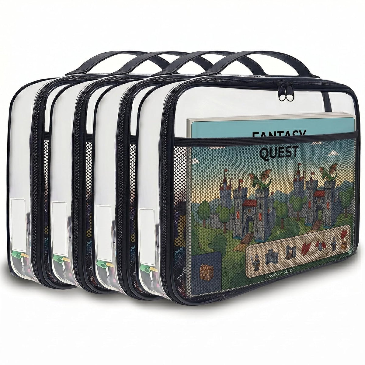 Toy Storage Organizer Clear 4 Pack Building Bricks Blocks Bag with Zipper