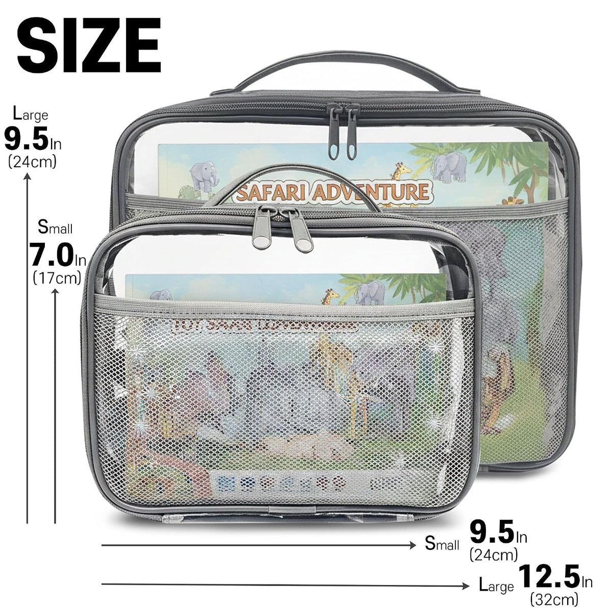Toy Storage Organizer Clear 4 Pack Building Bricks Blocks Bag with Zipper