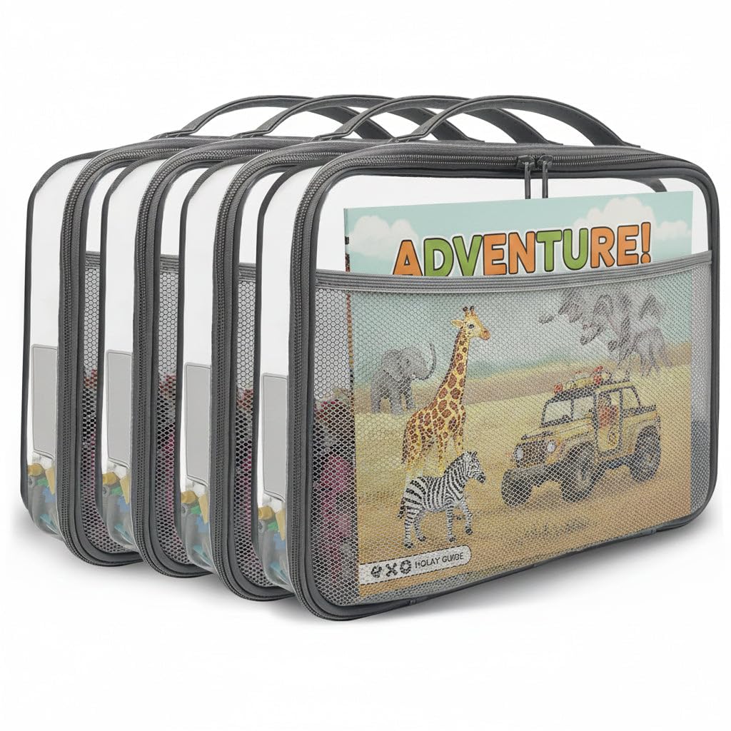Toy Storage Organizer Clear 4 Pack Building Bricks Blocks Bag with Zipper