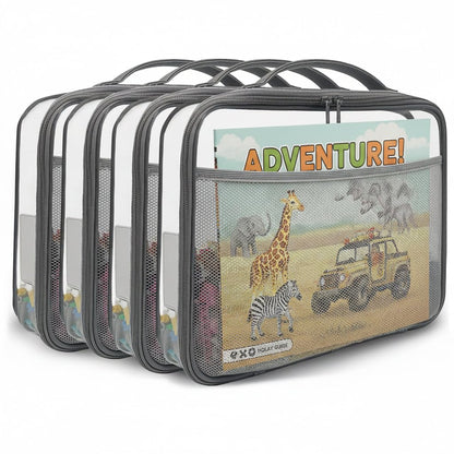 Toy Storage Organizer Clear 4 Pack Building Bricks Blocks Bag with Zipper