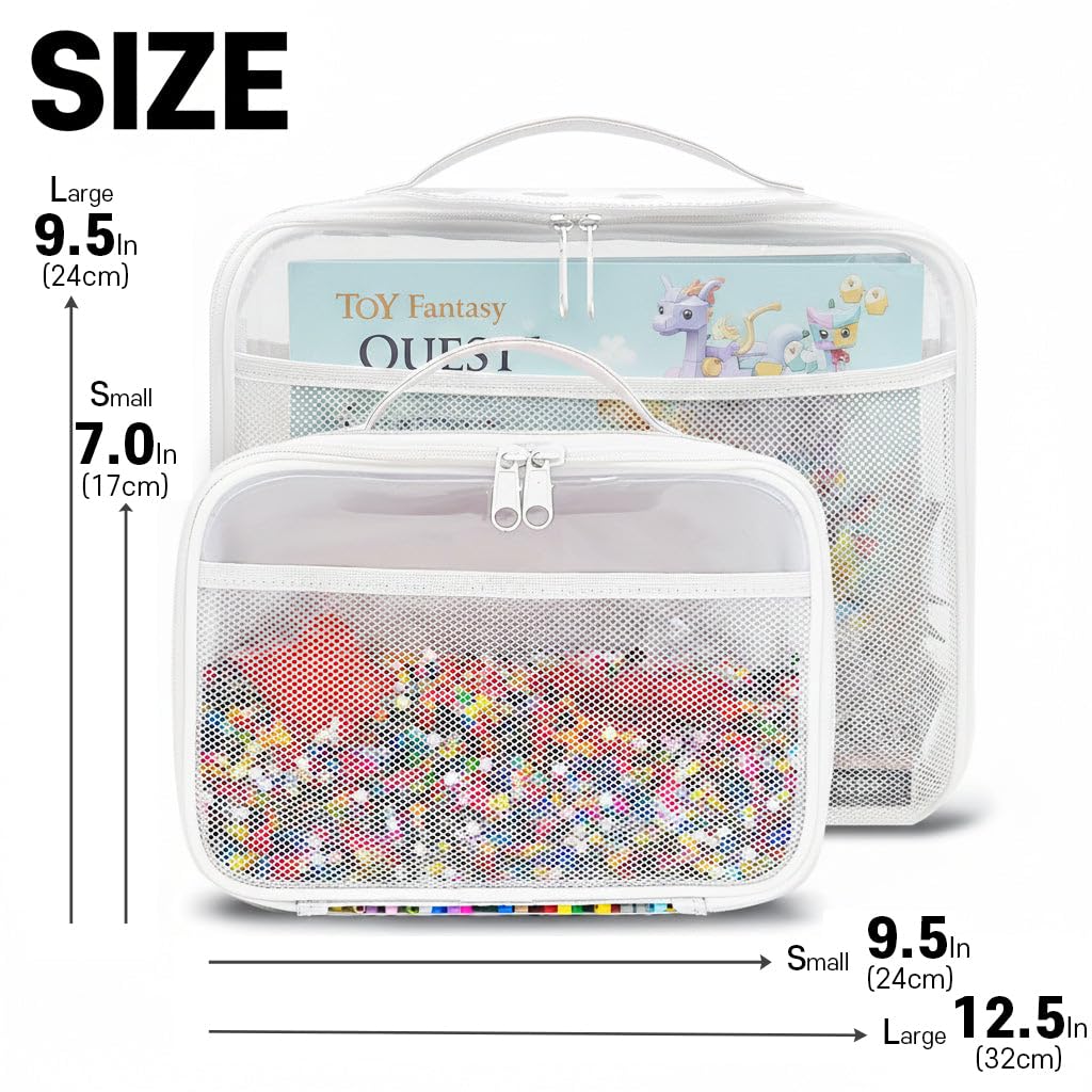 Toy Storage Organizer Clear 4 Pack Building Bricks Blocks Bag with Zipper