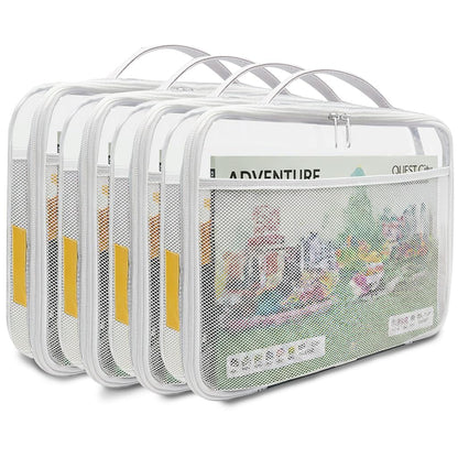 Toy Storage Organizer Clear 4 Pack Building Bricks Blocks Bag with Zipper