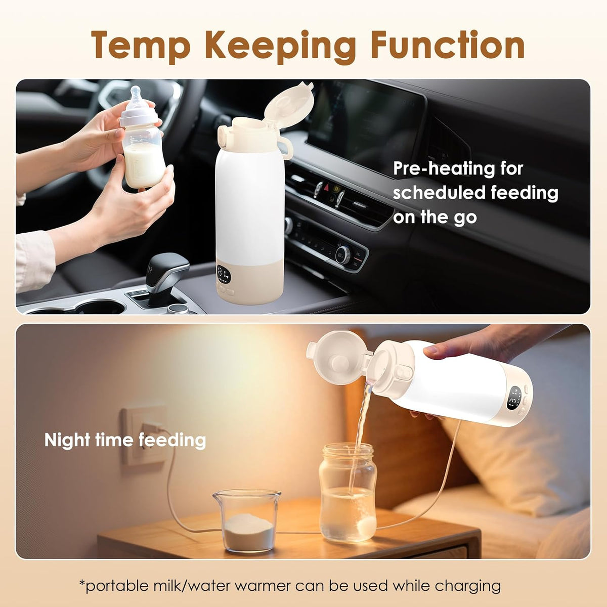 Portable Milk Warmer for Travel, 45W Fast Charging Bottle Warmer 17oz