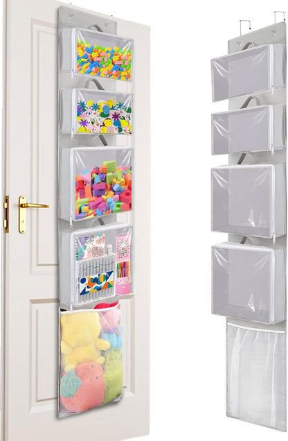 Over Door Toy Organizer, Hanging Stuffed Animal Storage with Removable Bags