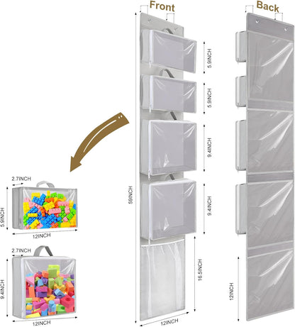 Over Door Toy Organizer, Hanging Stuffed Animal Storage with Removable Bags