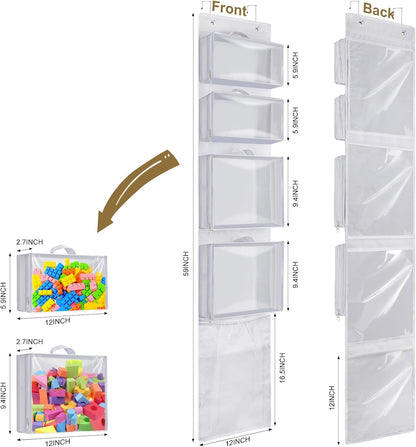 Over Door Toy Organizer, Hanging Stuffed Animal Storage with Removable Bags