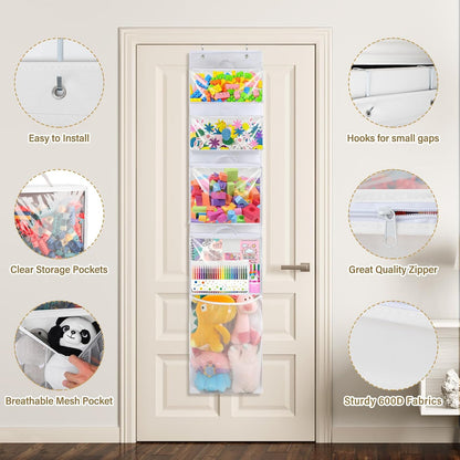 Over Door Toy Organizer, Hanging Stuffed Animal Storage with Removable Bags